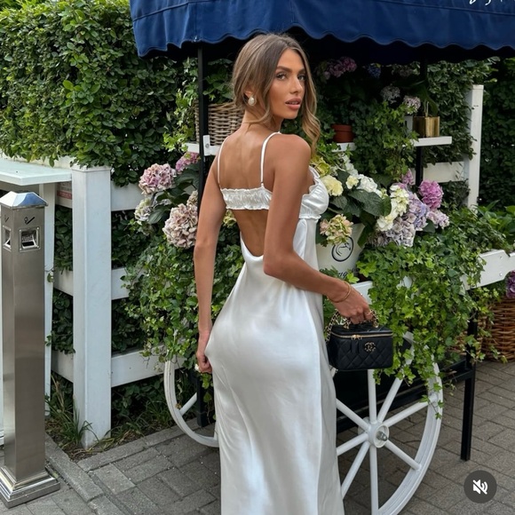 Zara dress white midi ruffled satin lingerie inspired bodycon fitted wedding - Picture 2 of 16